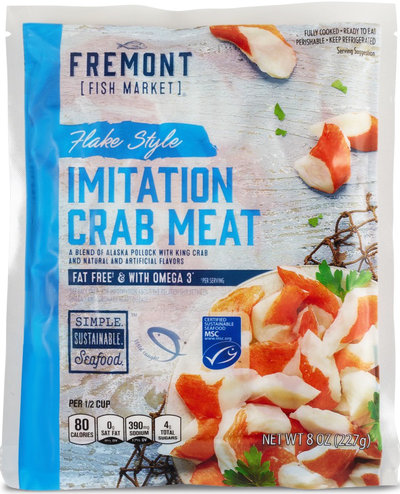 slide 1 of 1, Fremont Fish Market Flake Style Imitation Crab Meat, 8 oz