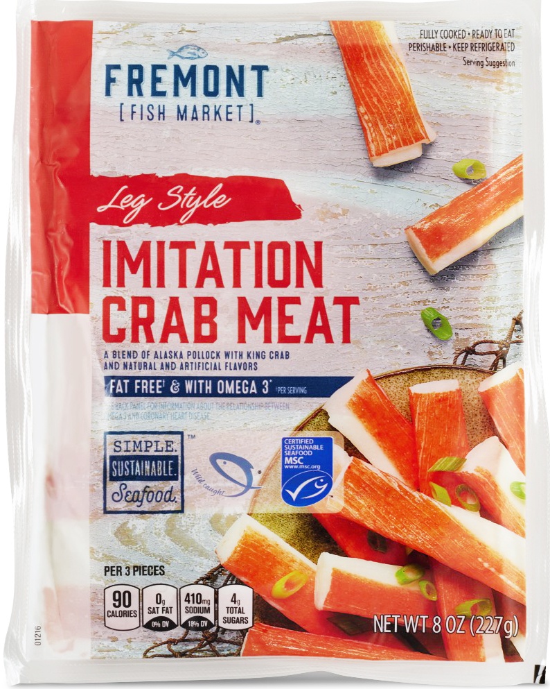 slide 1 of 1, Fremont Fish Market Leg Style Imitation Crab Meat, 8 oz
