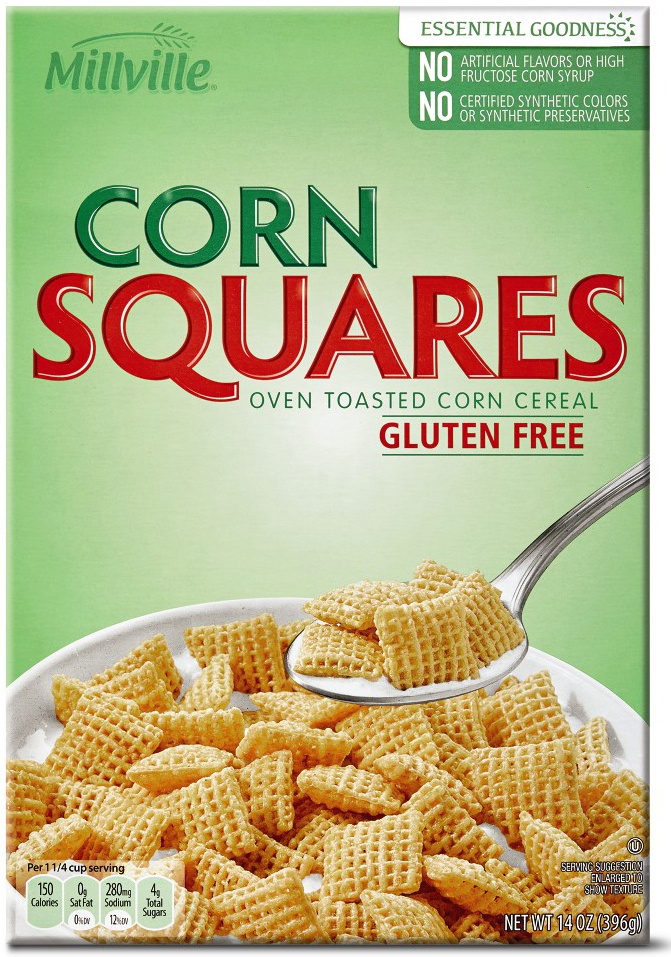 slide 1 of 1, Millville Corn Squares Cereal, 14 oz