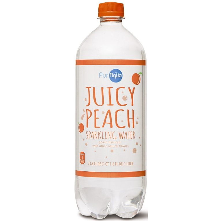 slide 1 of 1, PurAqua Peach Sparkling Flavored Water, 33.8 fl oz