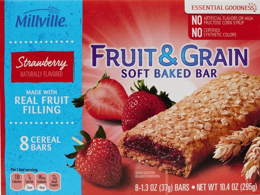 slide 1 of 1, Millville Strawberry Fruit And Grain Cereal Bars, 8 ct