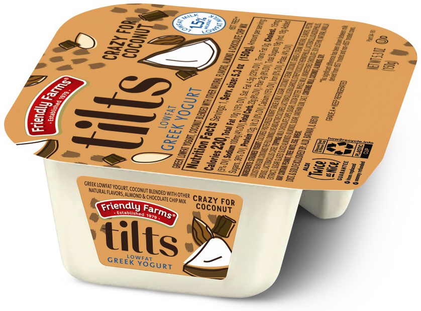slide 1 of 1, Friendly Farms Tilts Greek Yogurt Crazy For Coconut, 5.3 oz