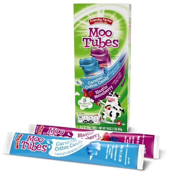 slide 1 of 1, Friendly Farms Moo Tubes - Cotton Candy And Melonberry Yogurt, 8 ct; 2 oz