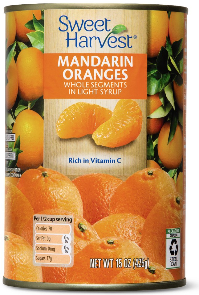 slide 1 of 1, Sweet Harvest Mandarin Oranges In Light Syrup, 15 oz