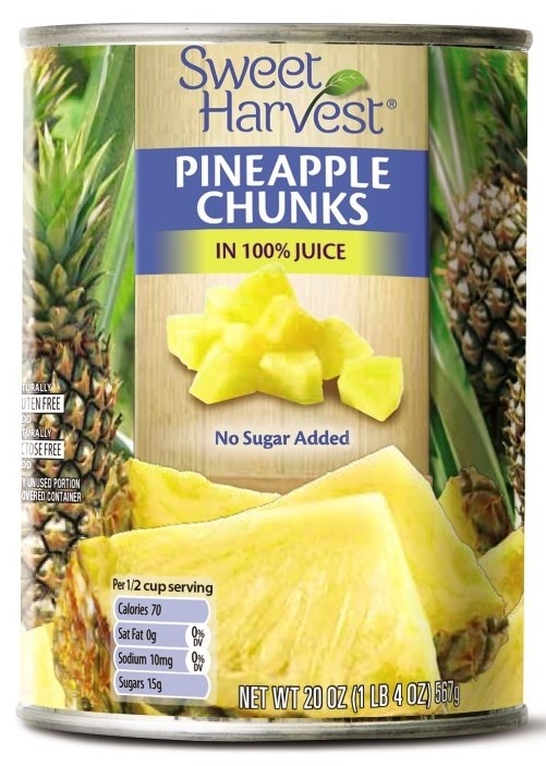 slide 1 of 1, Sweet Harvest Pineapple Chunks In Juice, 20 oz