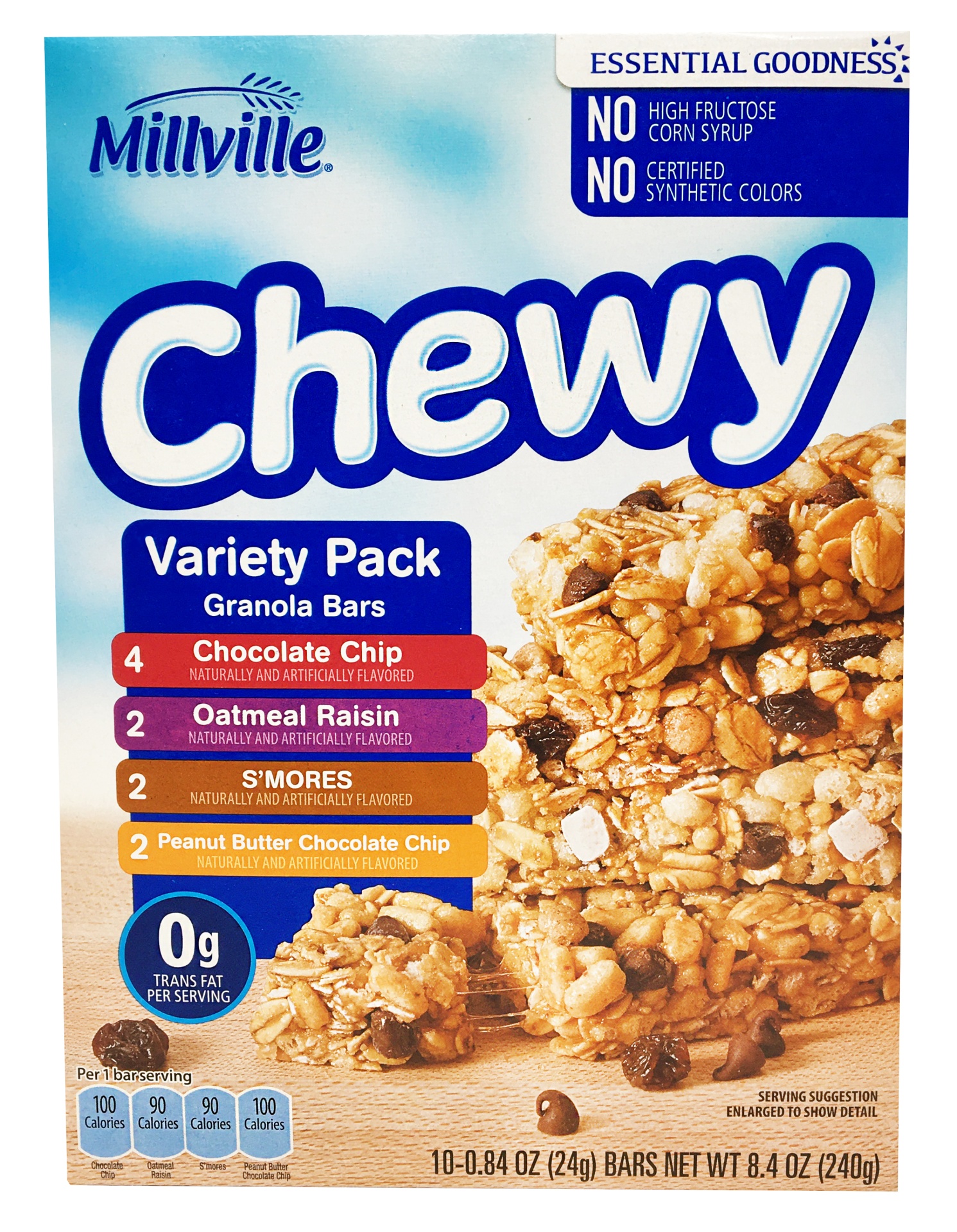 slide 1 of 1, Millville Variety Pack Chewy Bars, 10 ct