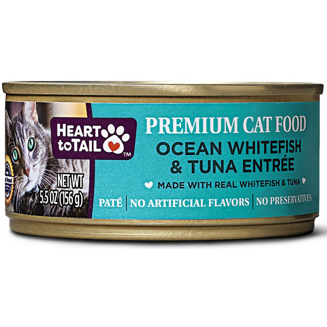 slide 1 of 1, Heart to Tail Ocean Whitefish And Tuna Canned Cat Food Dinner, 5.5 oz