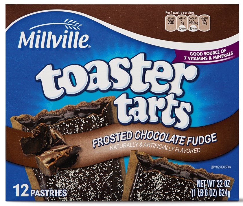 slide 1 of 1, Millville Chocolate Fudge Toaster Tarts, 12 ct