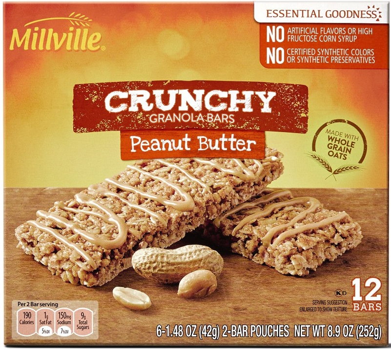 slide 1 of 1, Millville Peanut Butter Crunchy Bar, 6 ct