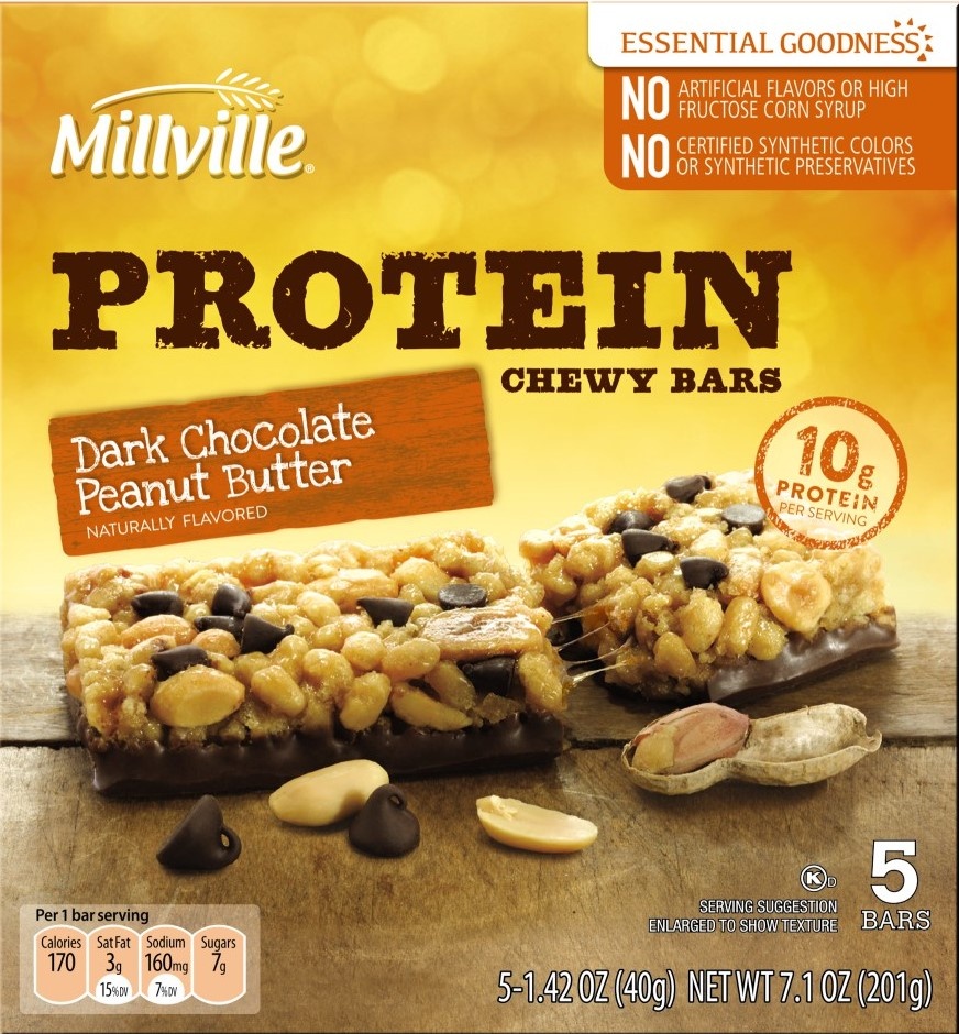 Millville Peanut Butter Dark Chocolate Protein Chewy Bar 6 ct | Shipt