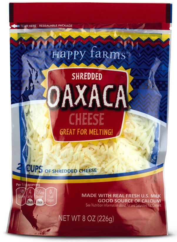 slide 1 of 1, Happy Farms Shredded Oaxaca Cheese, 8 oz