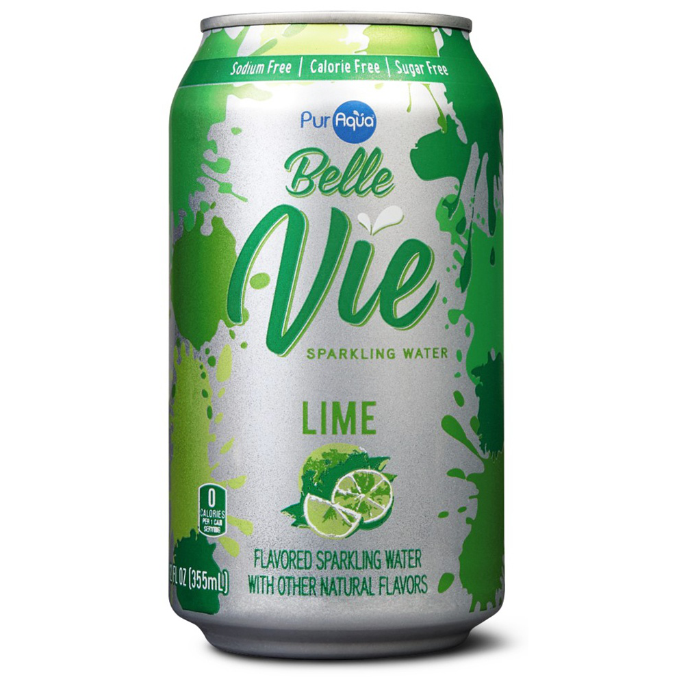 slide 1 of 1, PurAqua Lime Belle Vie Sparkling Flavored Water, 12 fl oz