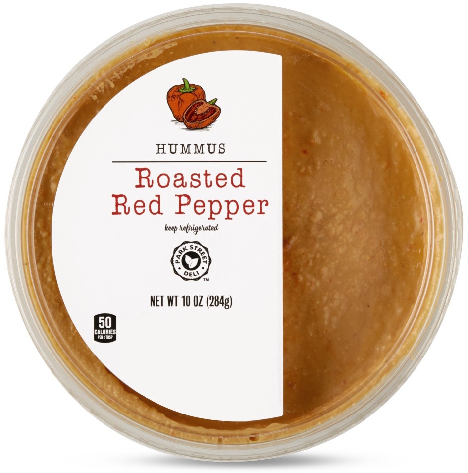 slide 1 of 1, Park Street Deli Red Pepper Topped Hummus, 10 oz