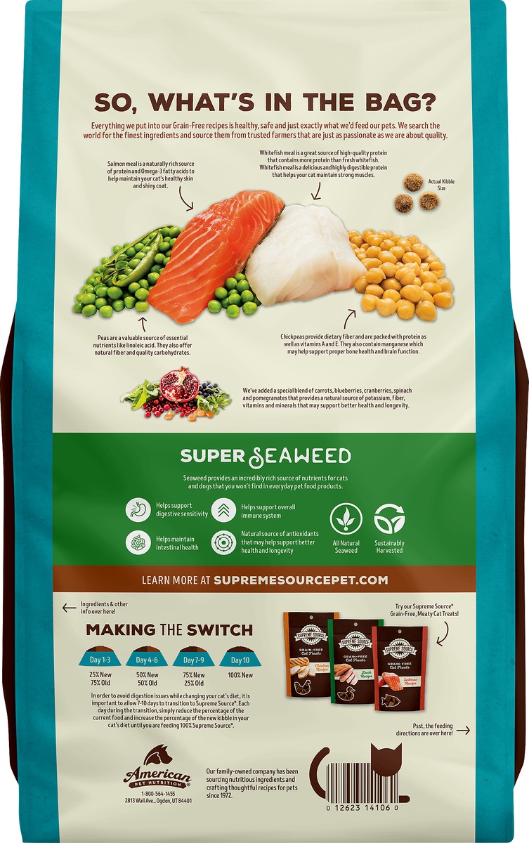 slide 4 of 4, Supreme Source Grain-Free Whitefish Meal and Salmon Meal Recipe Cat Food, 6 lb