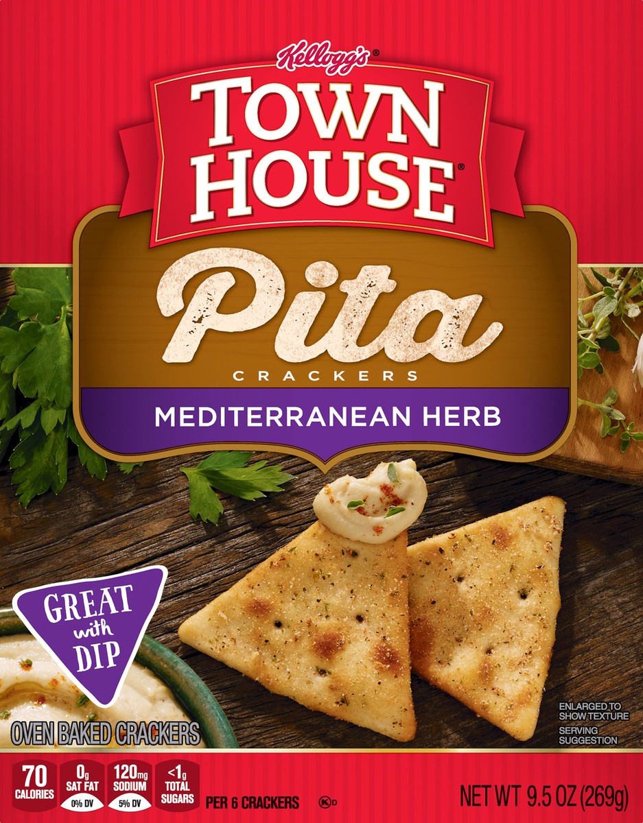 slide 1 of 5, Town House Mediterranean Herb Pita Crackers, 9 oz