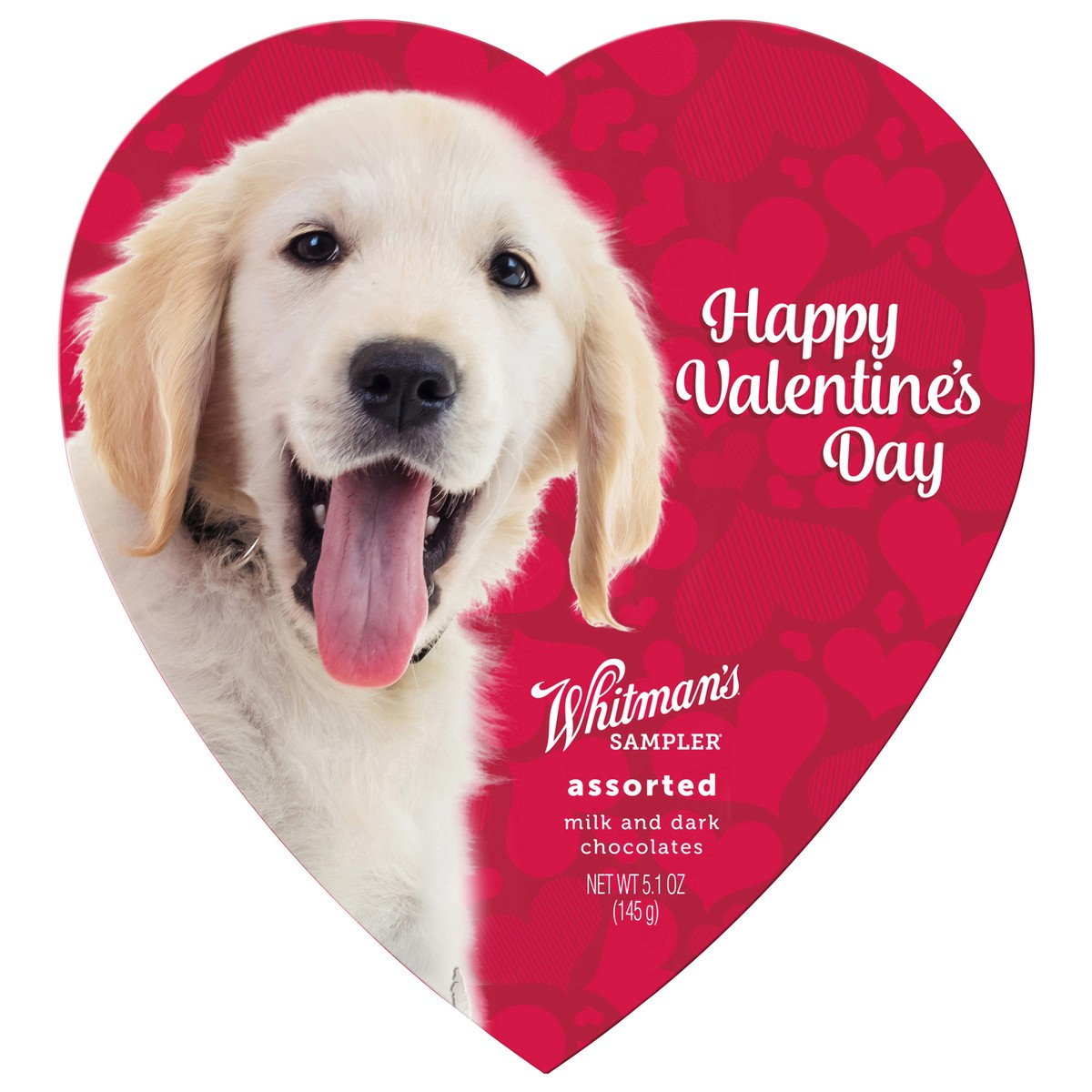 slide 1 of 1, WHITMAN'S SAMPLER Valentine's Day Pet Heart Assorted Milk & Dark Chocolate Gift Box, 5.1 oz. (11 pieces), 5.1 oz