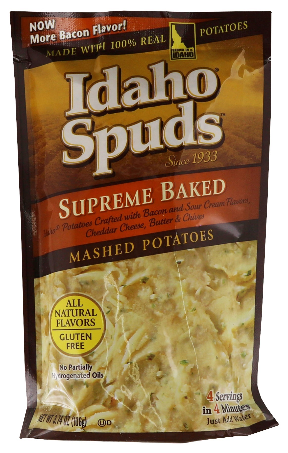 slide 1 of 3, Idaho Spuds Mashed Potatoes, Supreme Baked, 3.74 oz