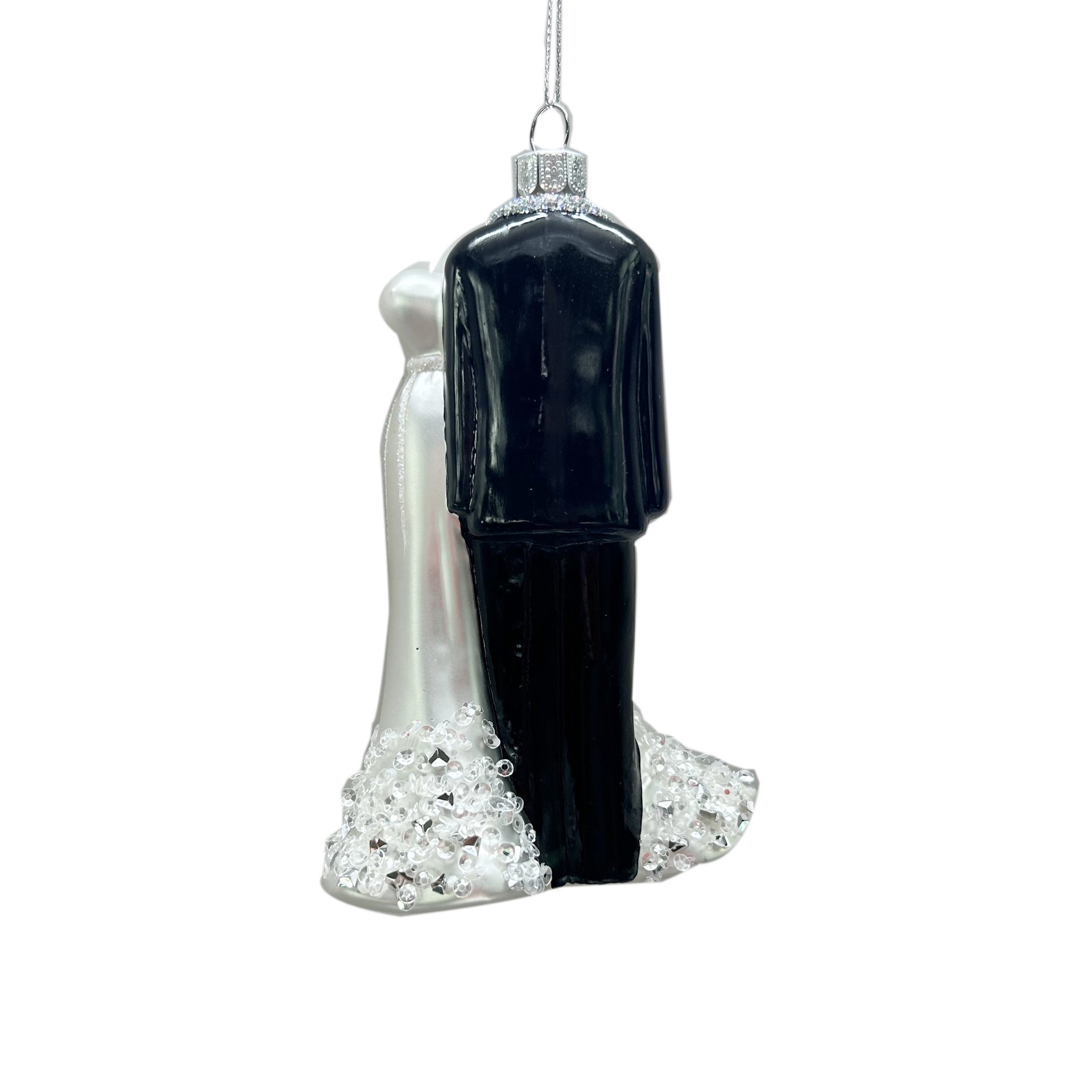slide 2 of 3, 5" Black & White Wedding Outfits Glass Ornament By Ashland, 3 in x 2 in x 5 in