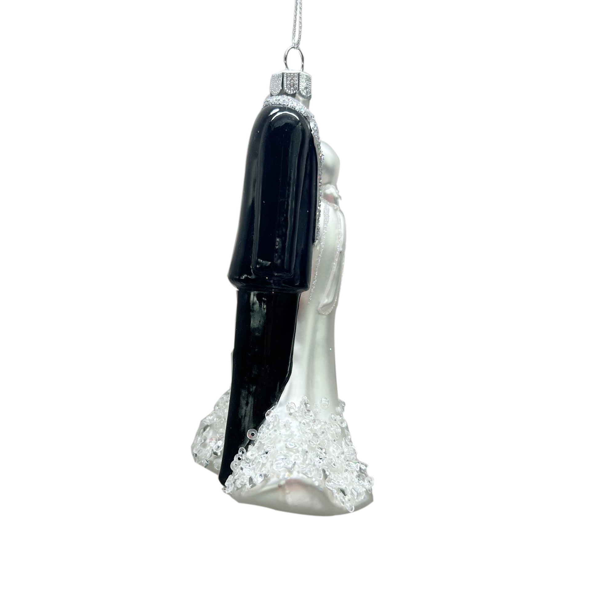 slide 3 of 3, 5" Black & White Wedding Outfits Glass Ornament By Ashland, 3 in x 2 in x 5 in