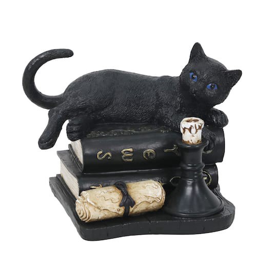 slide 1 of 2, 8.25" Cat With Books & Candle Tabletop Decor By Ashland, 8.26 in x 6.57 in x 6.89 in