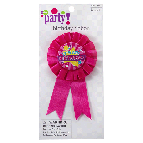 slide 1 of 1, Meijer Birthday Ribbon, Red, 1 ct