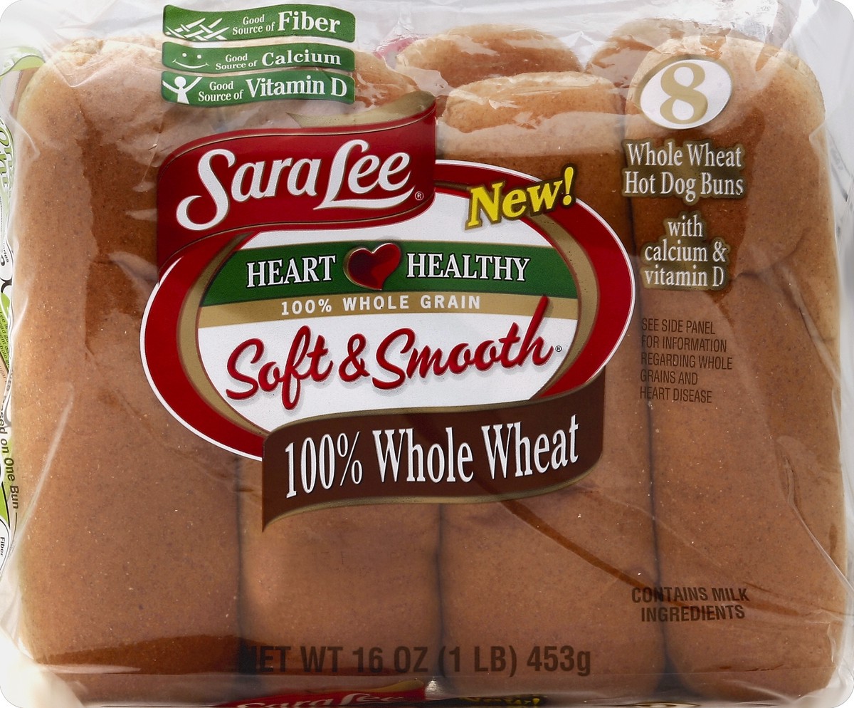 slide 2 of 5, Sara Lee Soft & Smooth 100% Whole Wheat Hot Dog Buns, 8 ct; 2 oz