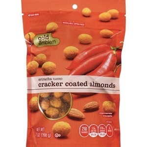 slide 1 of 1, CVS Gold Emblem Cracker Coated Almonds Sriracha, 7 oz