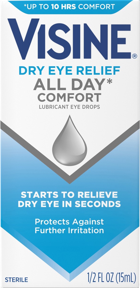 slide 5 of 7, Visine Dry Eye Relief All Day Comfort Lubricant Eye Drops, 0.5 Fl. Oz, 5 fl oz
