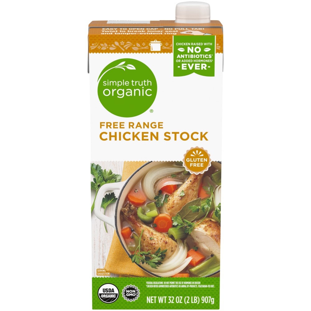 slide 1 of 1, Simple Truth Organic Gluten Free Free Range Chicken Stock, 32 oz