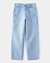 Oshkosh Kid Baggy Iconic Denim Cargo Pants - Faded Wash - Size 14