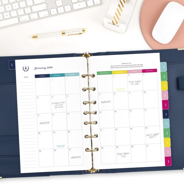 slide 2 of 4, At-A-Glance Simplified by Emily Ley for AT-A-GLANCE® 2026 Monthly Refill, Loose-Leaf, Desk Size, 5 1/2"" x 8 1/2"", 1 ct