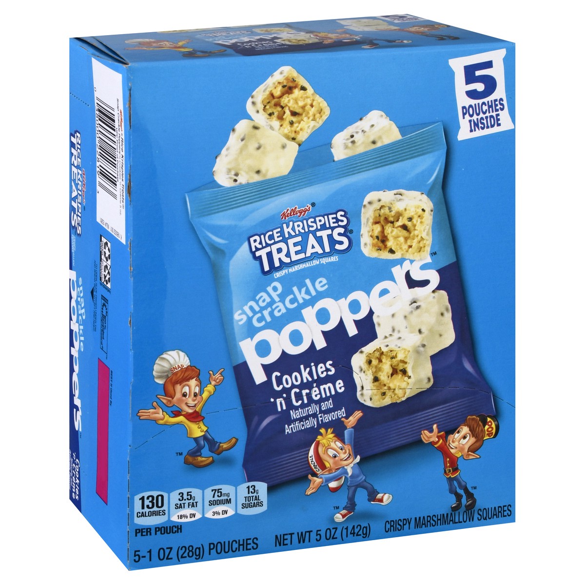 slide 8 of 10, Rice Krispies Treats Snap, Crackle, Poppers Kellogg's Rice Krispies Treats Snap Crackle Poppers Crispy Marshmallow Squares, Cookies n' Crème, 5 oz, 5 Count, 5 oz