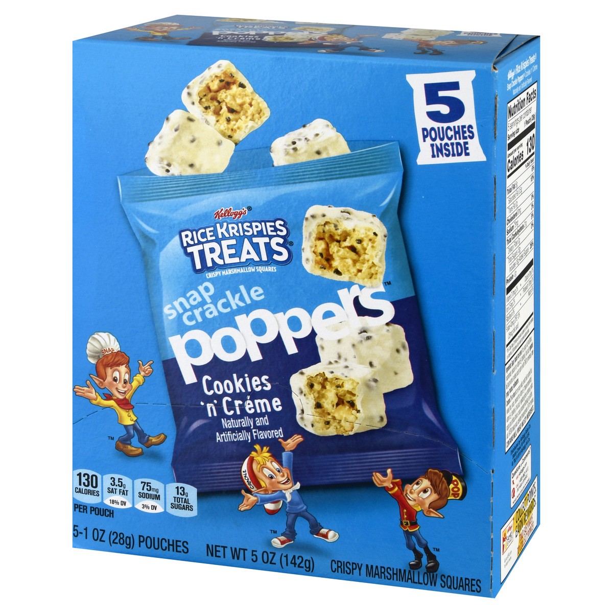 slide 7 of 10, Rice Krispies Treats Snap, Crackle, Poppers Kellogg's Rice Krispies Treats Snap Crackle Poppers Crispy Marshmallow Squares, Cookies n' Crème, 5 oz, 5 Count, 5 oz