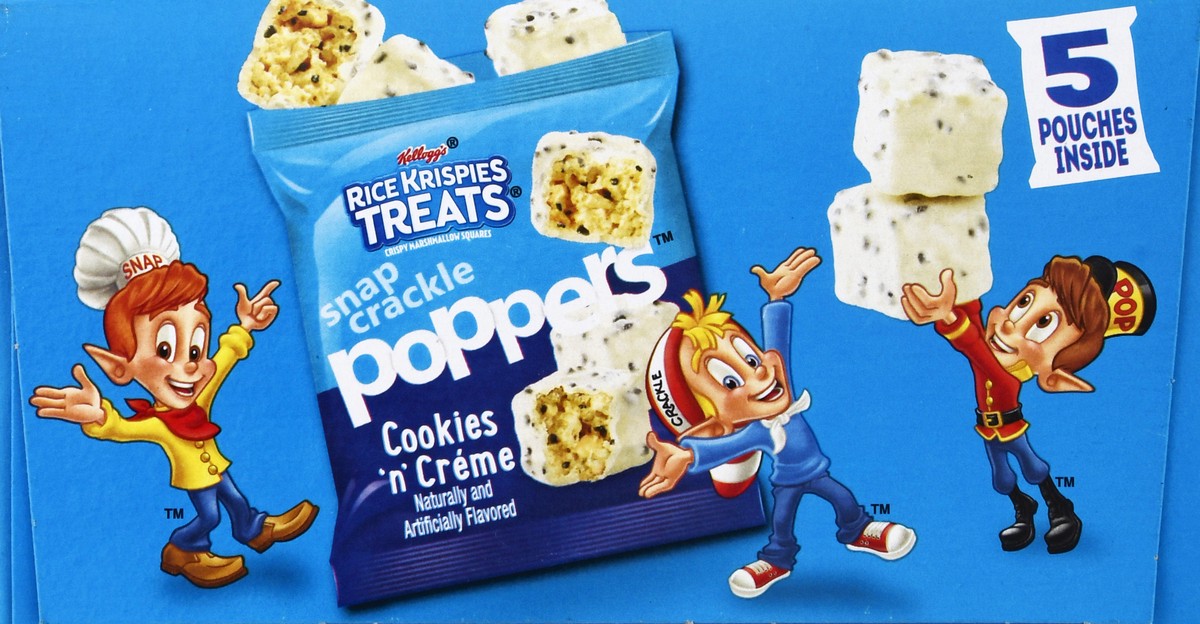 slide 2 of 10, Rice Krispies Treats Snap, Crackle, Poppers Kellogg's Rice Krispies Treats Snap Crackle Poppers Crispy Marshmallow Squares, Cookies n' Crème, 5 oz, 5 Count, 5 oz