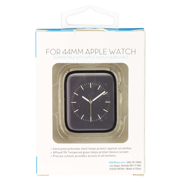 slide 4 of 29, WITHit Apple Watch Protective Glass with Bumper 44mm, 1 ct