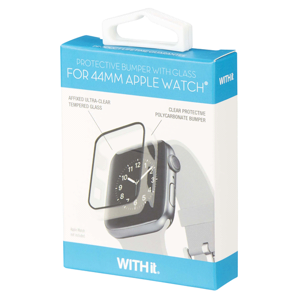 slide 21 of 29, WITHit Apple Watch Protective Glass with Bumper 44mm, 1 ct
