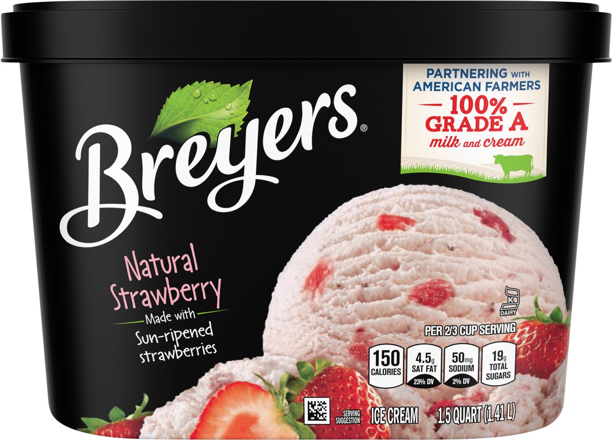 slide 2 of 5, Breyers Ice Cream Natural Strawberry, 48 oz, 48 oz