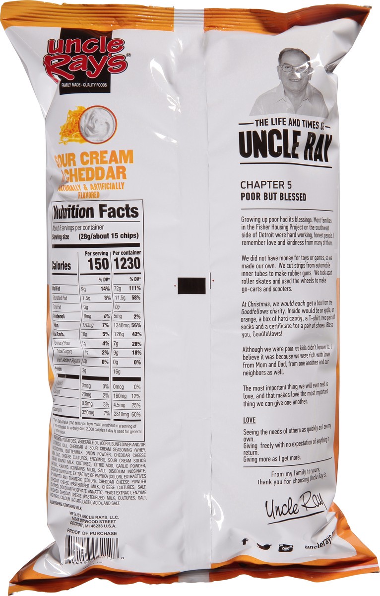 slide 5 of 9, Uncle Ray's Sour Cream & Cheddar Potato Chips 8 oz, 8 oz