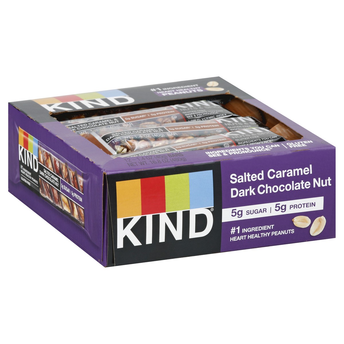 slide 3 of 10, KIND Gluten Free Salted Caramel & Dark Chocolate Nut Snack Bars, 1.4 oz, 12 Count Box, 16.8 oz