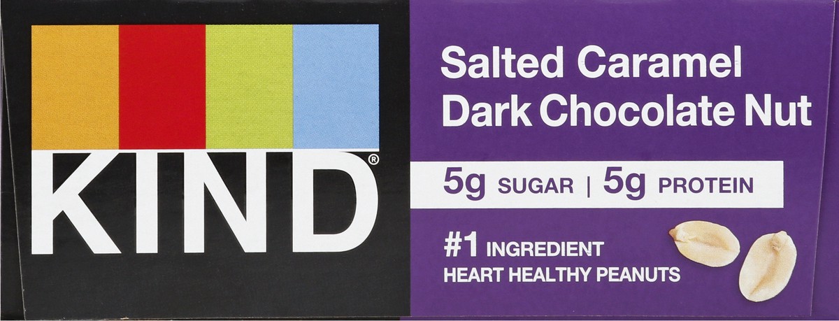 slide 4 of 10, KIND Gluten Free Salted Caramel & Dark Chocolate Nut Snack Bars, 1.4 oz, 12 Count Box, 16.8 oz