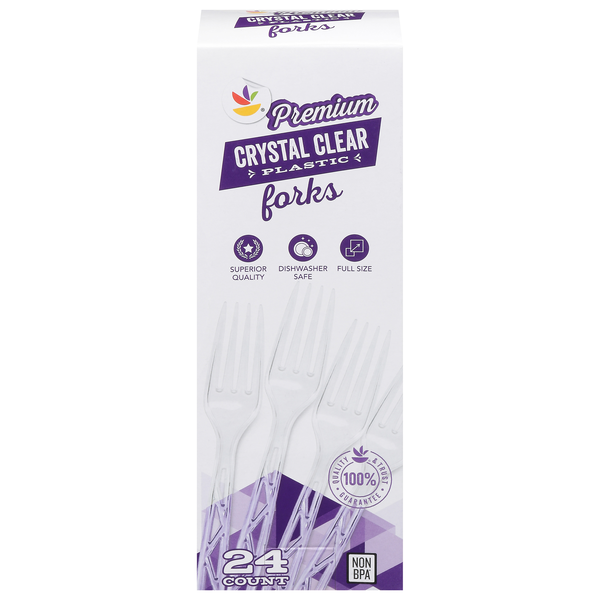 slide 1 of 1, GIANT Elegant Forks Plastic Crystal Clear Dishwasher Safe, 24 ct