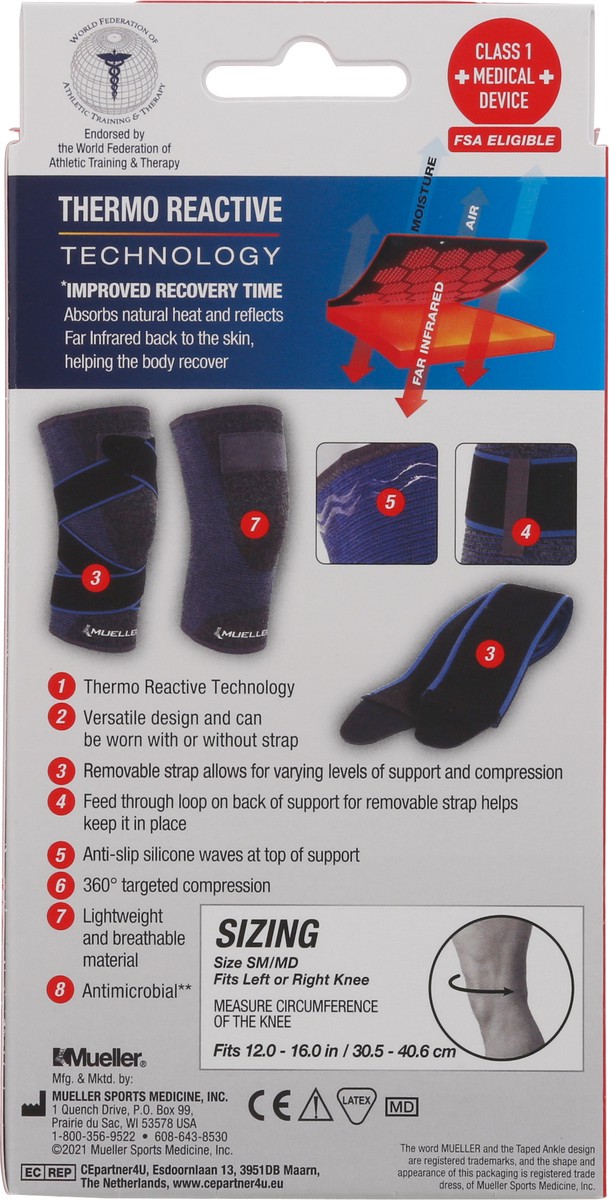 slide 3 of 12, Mueller Small/Medium Moderate Knee Support with Removable Strap 1 ea, 1 ct