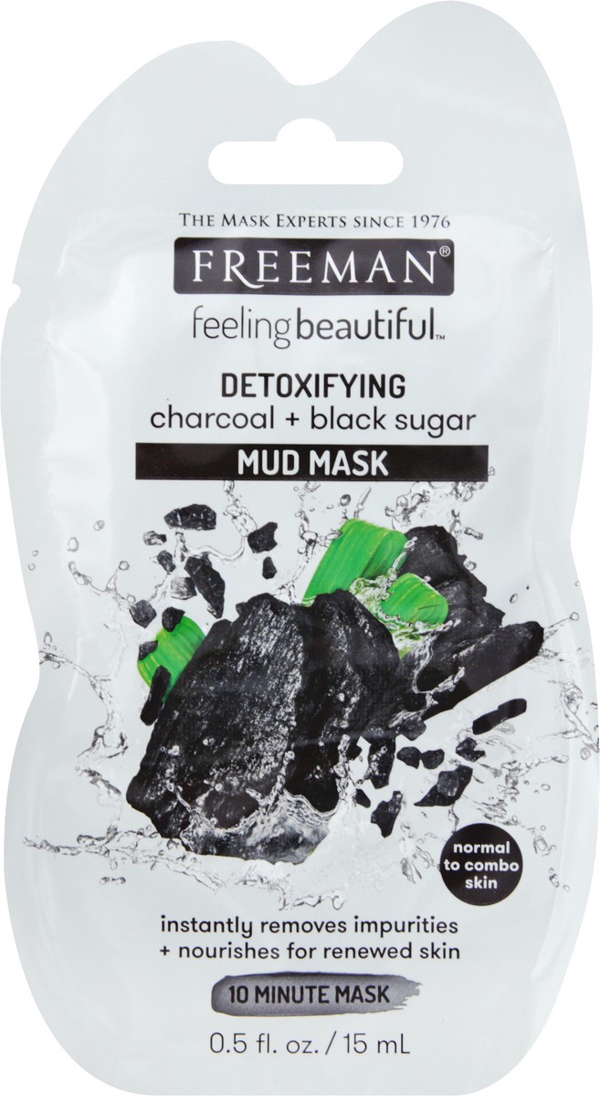 slide 6 of 7, Freeman Mud Mask Charcoal + Black Sugar Detoxifying, 0.5 oz