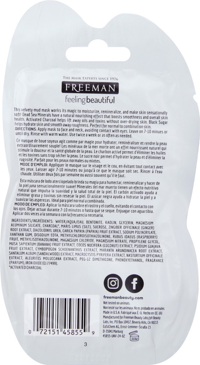 slide 7 of 7, Freeman Mud Mask Charcoal + Black Sugar Detoxifying, 0.5 oz