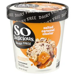 So Delicious Cashew Milk Frozen Dessert, Salted Caramel Cluster, Dairy Free, Vegan, Non-GMO, Kosher, 1 Pint Container