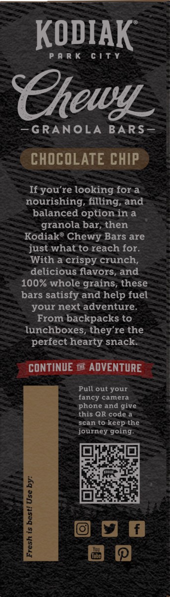 slide 7 of 8, Kodiak Cakes Chewy Protein-packed Chocolate Chip Granola Bars, 6.17 oz