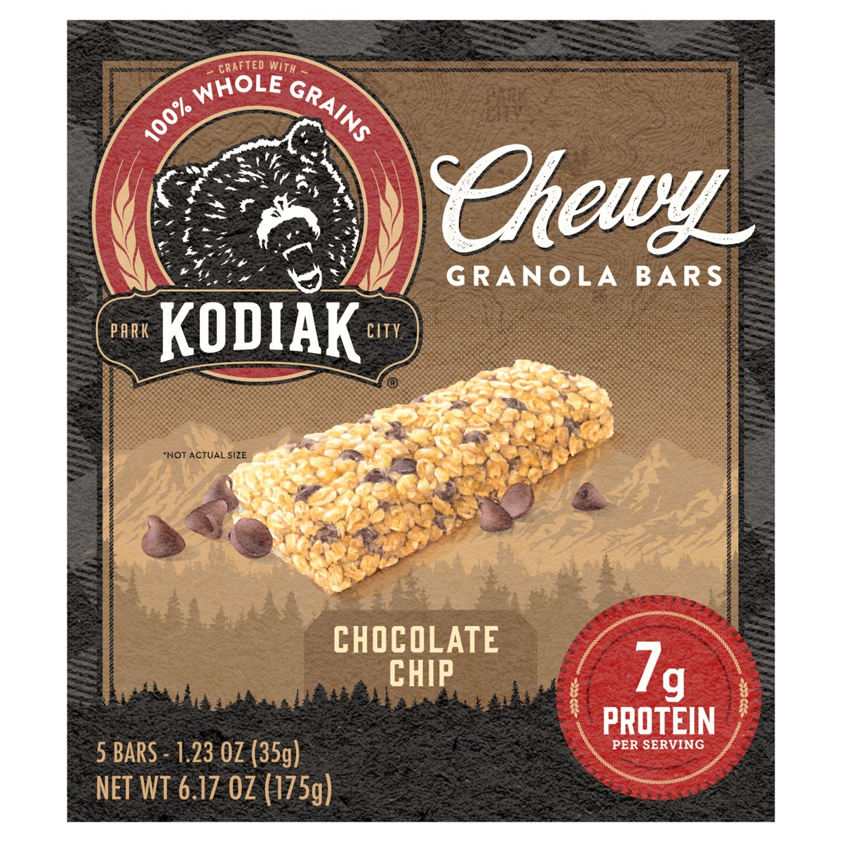 slide 1 of 8, Kodiak Cakes Chewy Protein-packed Chocolate Chip Granola Bars, 6.17 oz