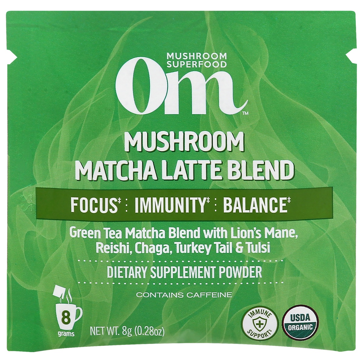 slide 1 of 1, Om Matcha Latte Blend, Mushroom - 8 gram, 0.28 oz