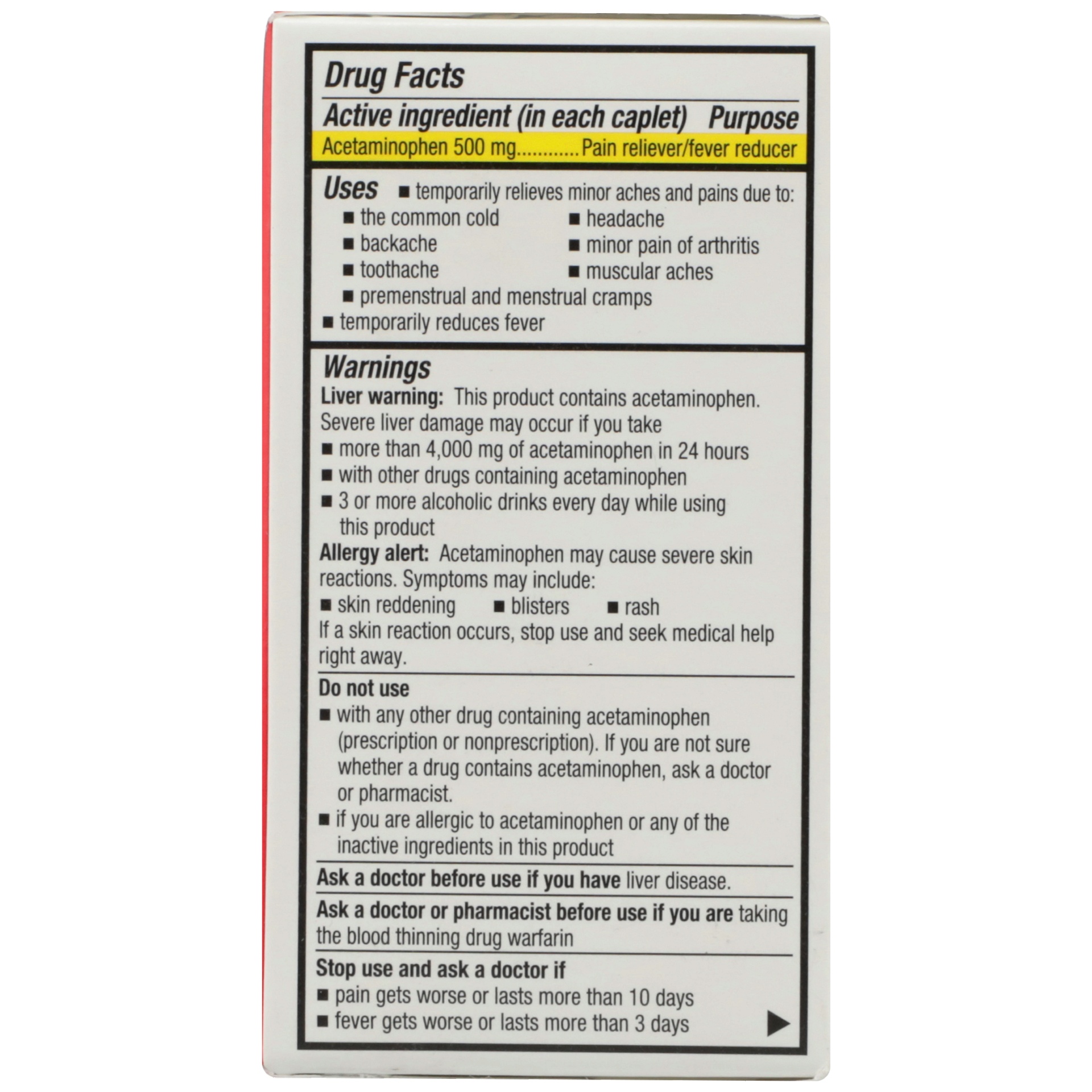 slide 6 of 6, TopCare Extra Strength Pain Relief Acetaminophen 500 Mg Pain Reliever-fever Reducer Cool Taste Caplets, 100 ct