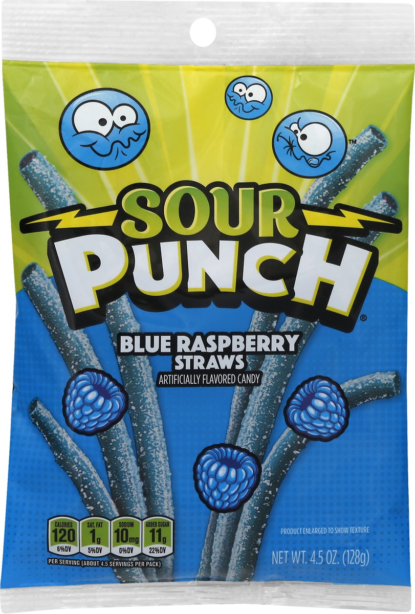 slide 8 of 10, Sour Punch Candy, Blue Raspberry Straws, 4.5 oz